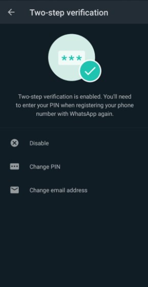 mengaktifkan 2 langkah verifikasi whatsapp