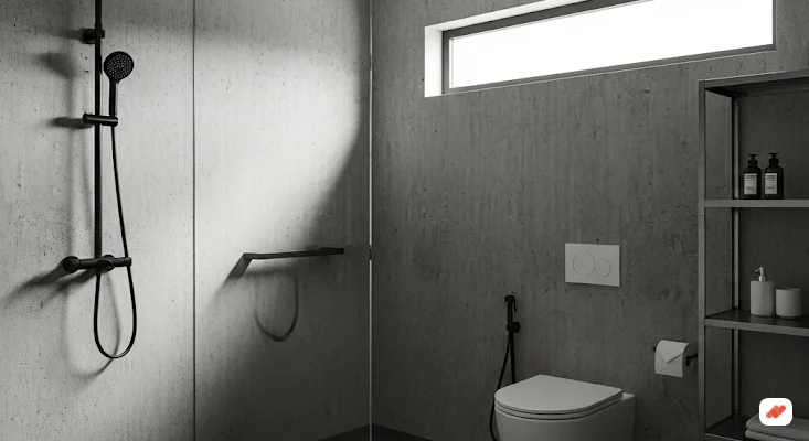 Kamar Mandi Industrial Abu Gelap