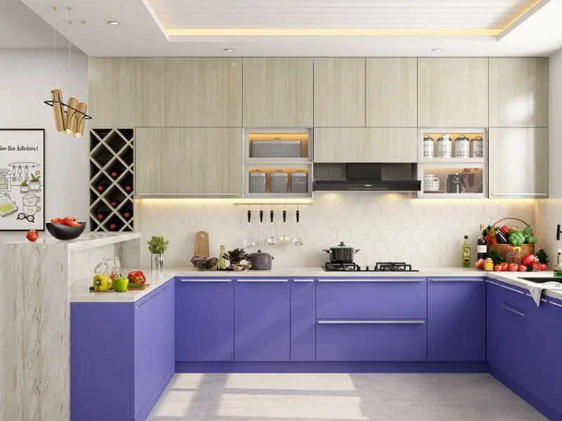 tips memilih warna dapur biru dan krem