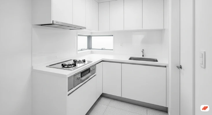 Dapur 2x2 Minimalis dengan Kitchen Set L
