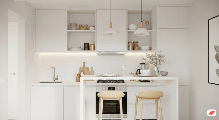 Dapur 2x2 dengan Meja Bar Kecil