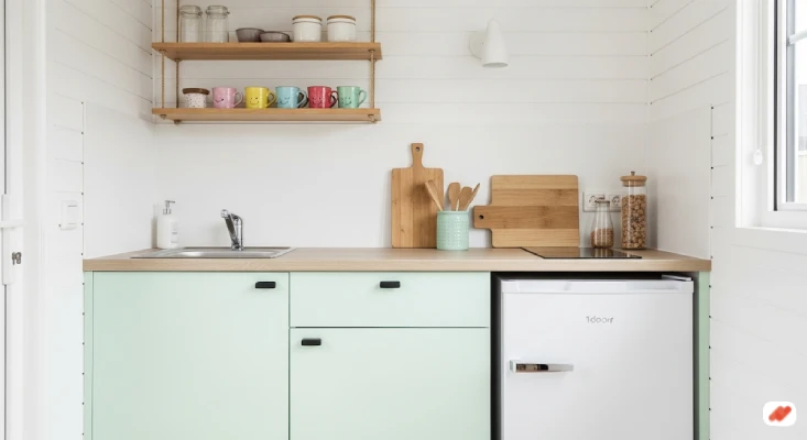 Dapur 2x2 dengan Sentuhan Warna Pastel