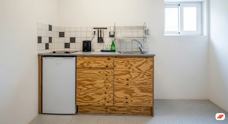 Dapur Sederhana dengan Kulkas Mini