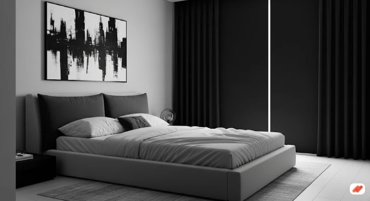 Kamar Abu-Abu dan Hitam Gaya Monokrom