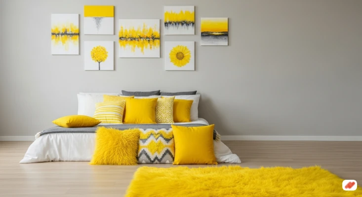 Kamar Abu-Abu dengan Aksen Kuning