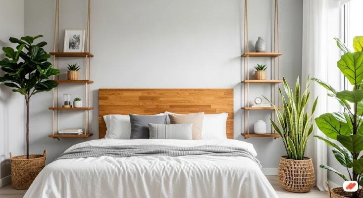 Kamar Abu-Abu dengan Dekorasi Tanaman