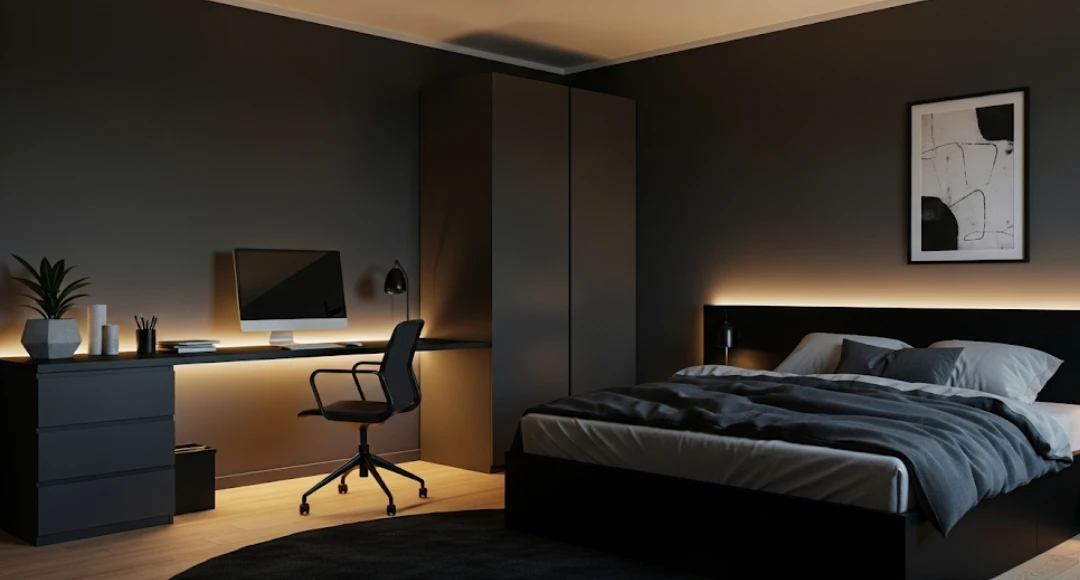 Kamar Tidur Abu-Abu minimalist modern