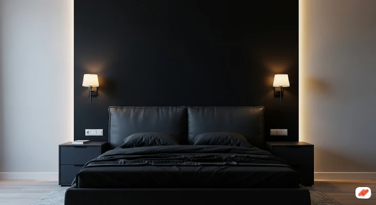 Kamar Tidur Hitam dan Abu dengan Gaya Maskulin