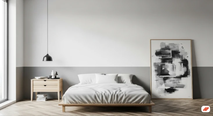 Kamar Tidur Warna Abu dan Putih Gaya Minimalis