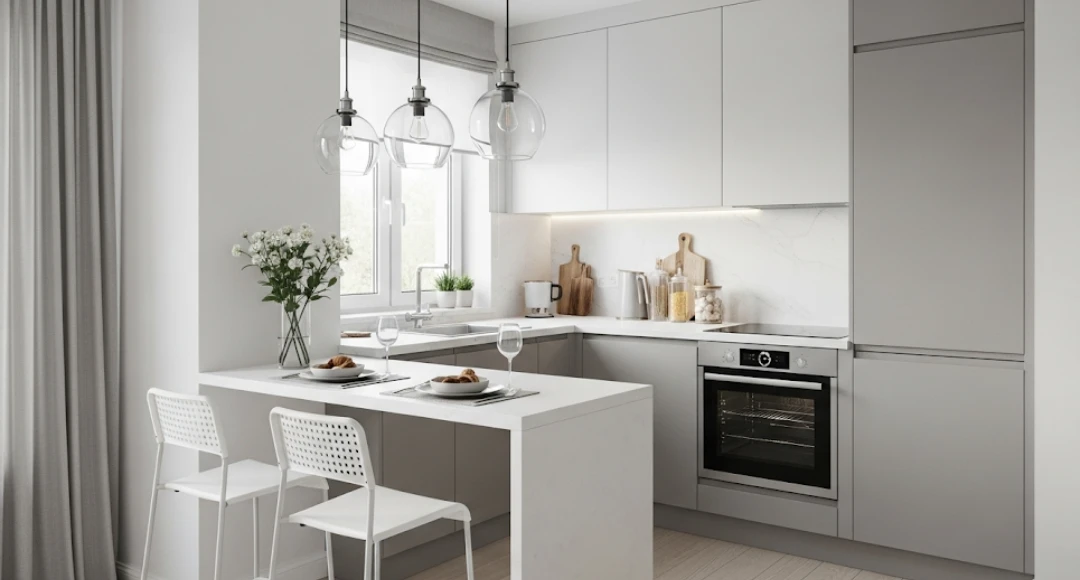 desain dapur minimalis 3x2 modern warna putih