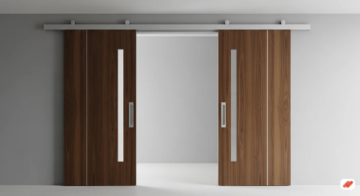 model pintu rumah minimalis 2 pintu terbaru Geser Kayu Modern