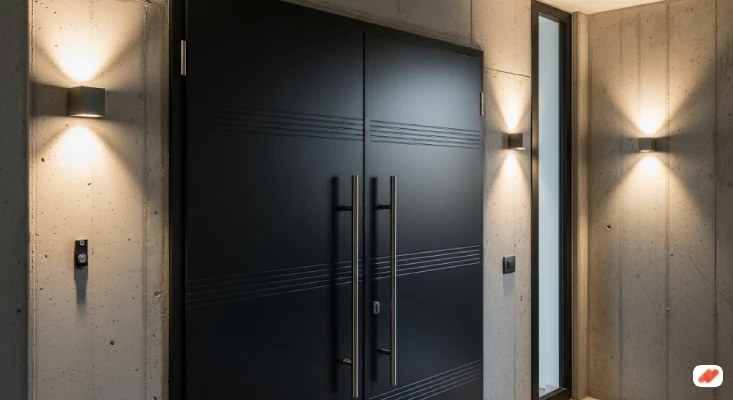 model pintu rumah minimalis 2 pintu terbaru Hitam Elegan Modern