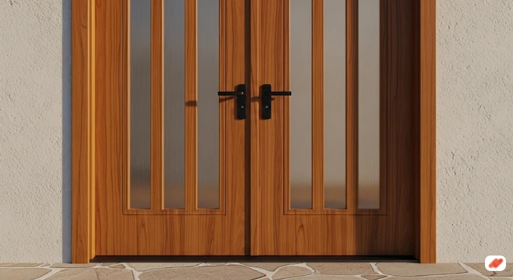 model pintu rumah minimalis 2 pintu terbaru Kayu Kaca Modern