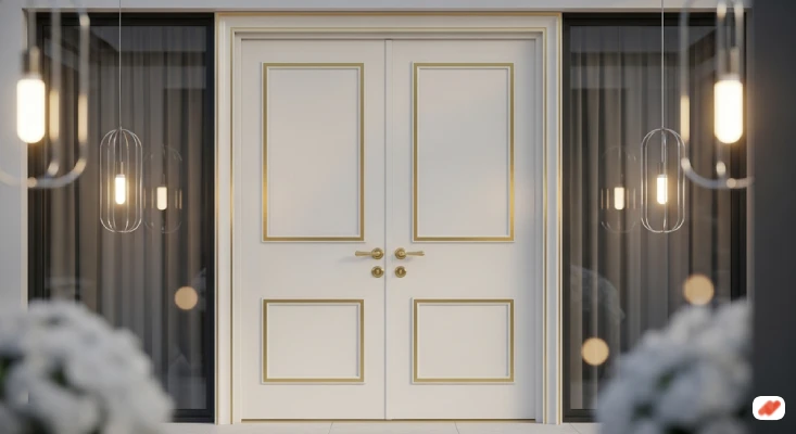 model pintu rumah minimalis 2 pintu terbaru Klasik Putih Mewah
