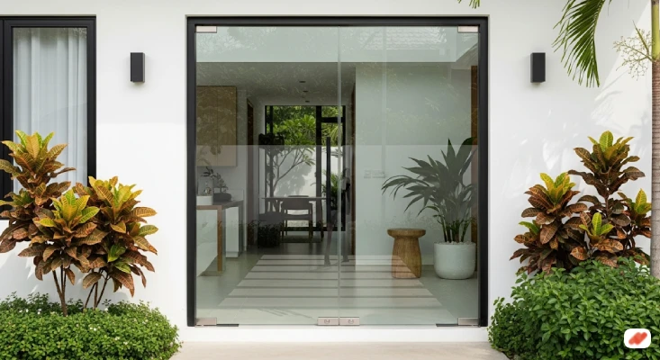 model pintu rumah minimalis 2 pintu terbaru Transparan Tropis Modern
