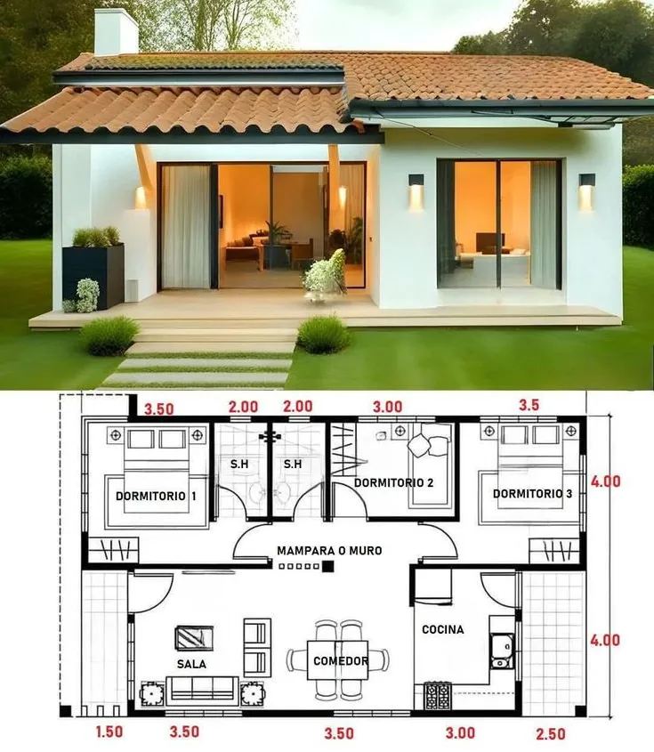 Denah Minimalis 3 Kamar Compact
