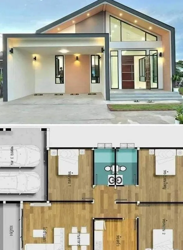 Denah Rumah Simetris Modern
