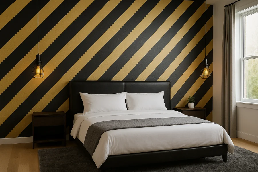 desain cat Kamar Garis Diagonal