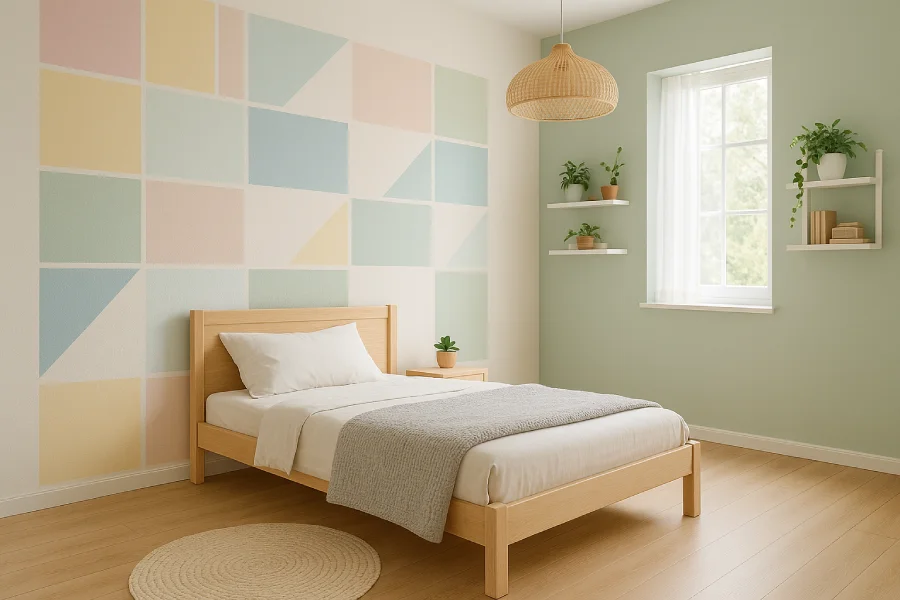 desain cat Kamar Geometris Pastel