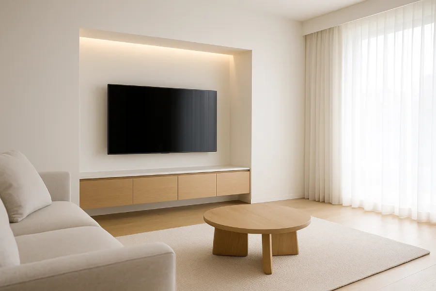 desain ruang tv minimalis modern TV dengan Wall Niche