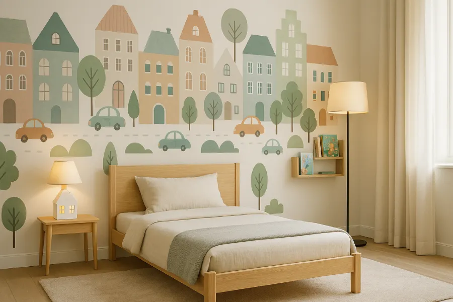 gambar kamar tidur kartun Nuansa Kota Ceria