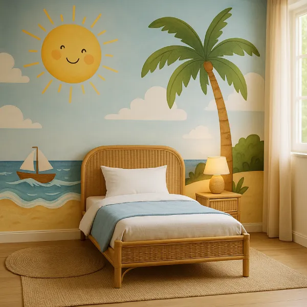 gambar kamar tidur kartun Nuansa Pantai Ceria