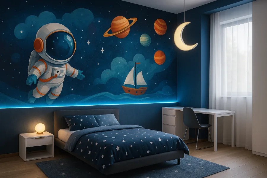 gambar kamar tidur kartun Petualangan Luar Angkasa (1)