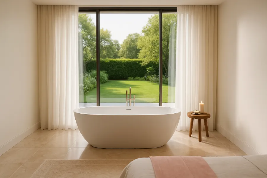 kamar mandi mewah minimalis Bathtub Jendela Besar