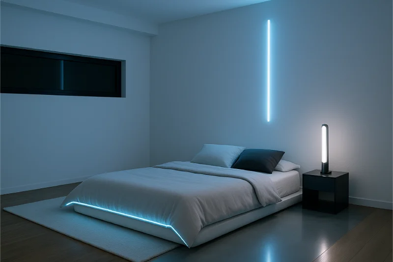 Desain kamar tidur lesehan Futuristik Minimal
