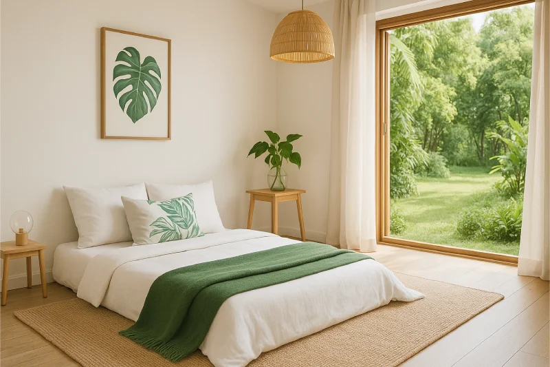 Desain kamar tidur lesehan Tropical Fresh