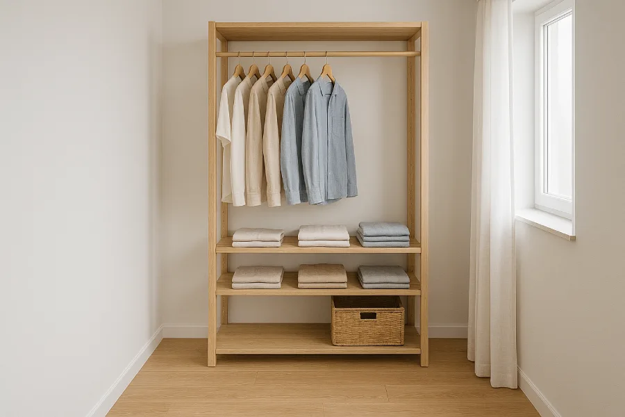 Desain lemari pakaian untuk kamar sempit Open Wardrobe