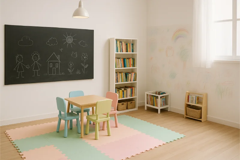 Ruang bermain anak minimalis Kreatif Warna