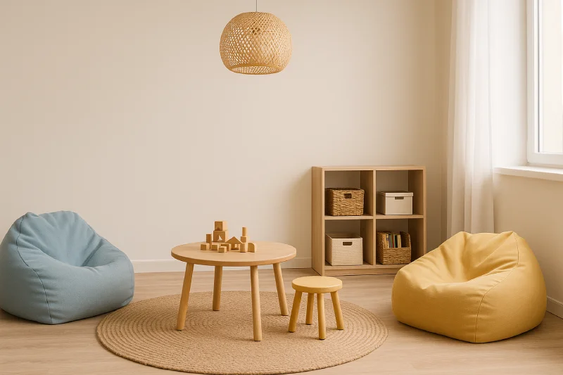 Ruang bermain anak minimalis Santai Hangat