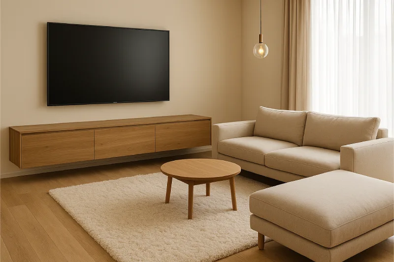 backdrop tv minimalis ruang keluarga Kayu Minimalis