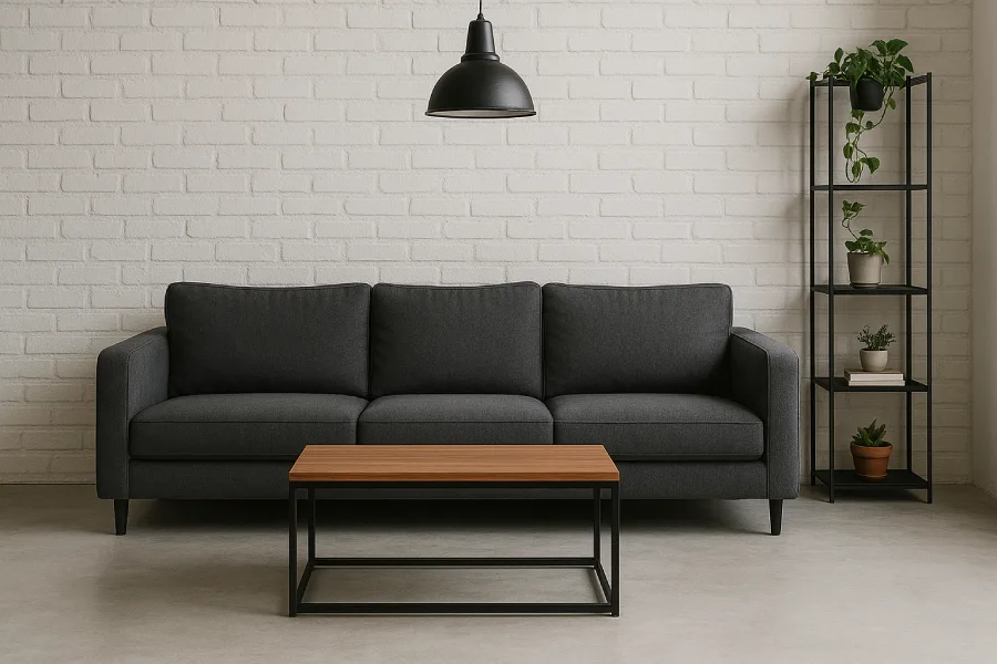 desain interior ruang keluarga Industrial Chic