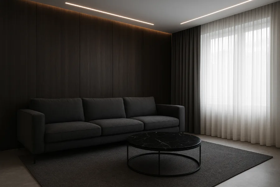 desain interior ruang keluarga Kontemporer Elegan