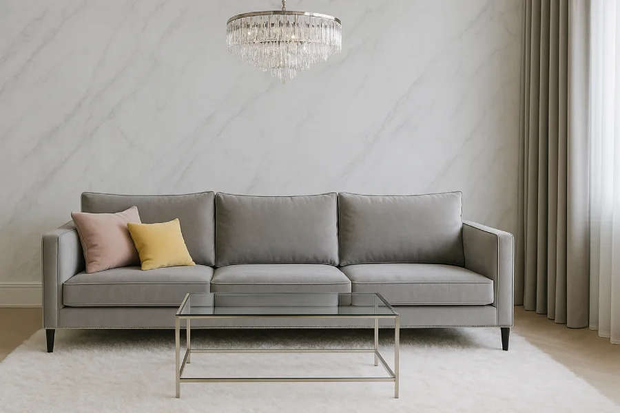 desain interior ruang keluarga Luxury Marmer