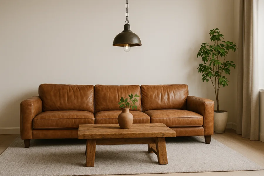 desain interior ruang keluarga Rustic Natural