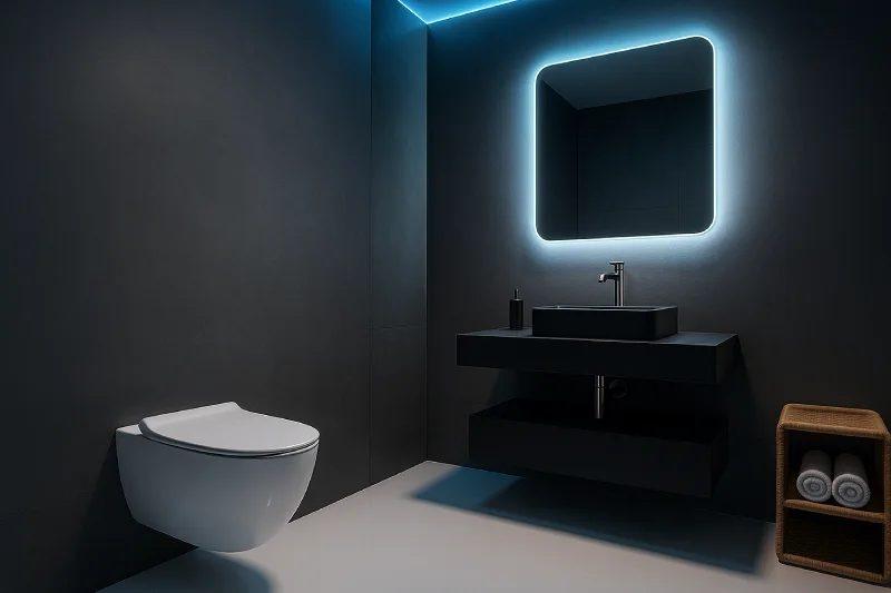 desain kamar mandi dengan wc duduk Minimal Futuristik