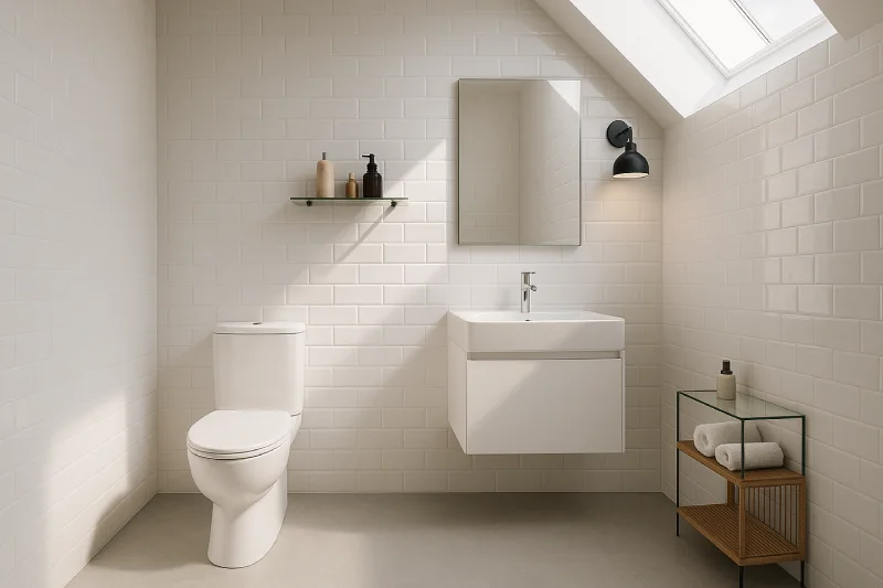 desain kamar mandi dengan wc duduk Minimal Skylight