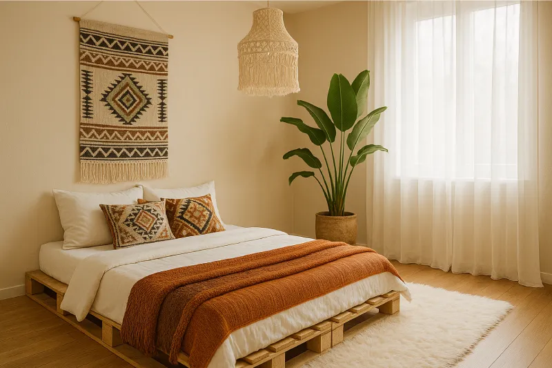desain kamar tidur aesthetic Bohemian Minimalist (1)