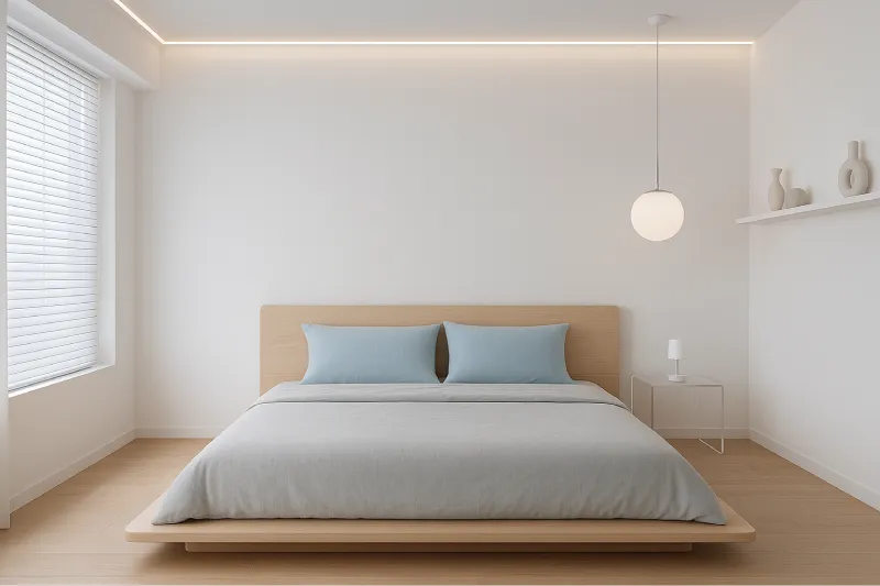 desain kamar tidur aesthetic Minimalis Futuristik