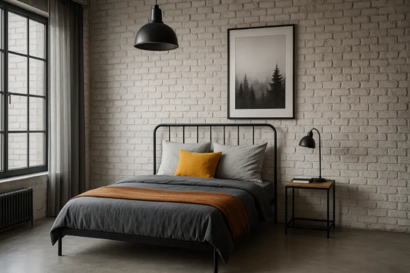 desain kamar tidur aesthetic Modern Industrial