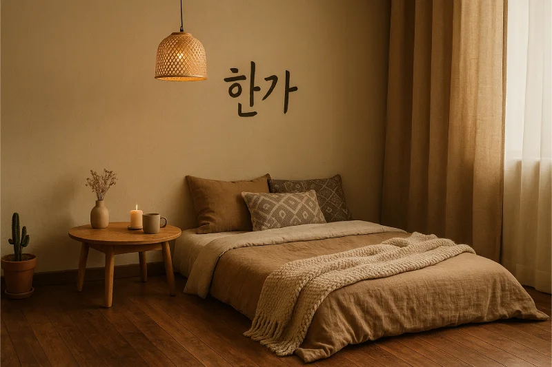 desain kamar tidur lesehan ala korea Rustic Hangat