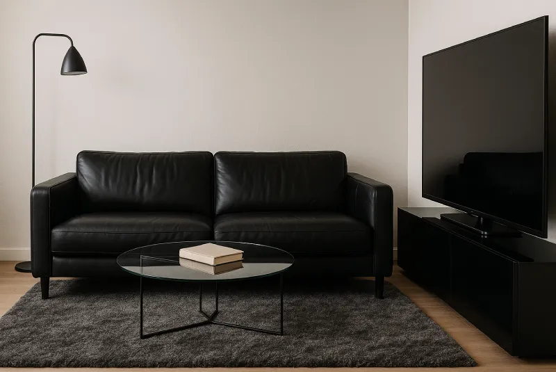 desain ruang keluarga Modern Monokrom