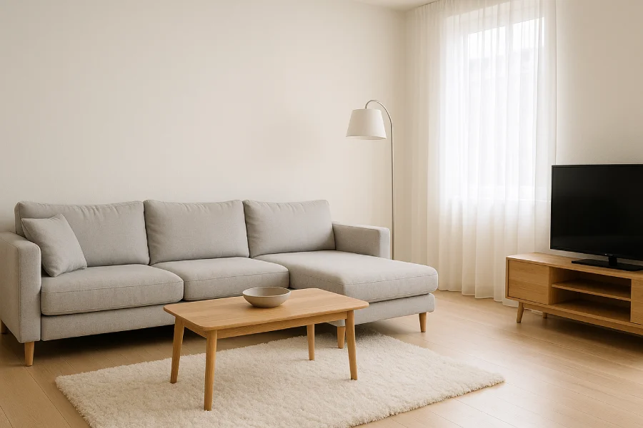 desain ruang keluarga minimalis Ruang Abu Putih Bersih