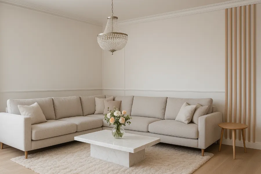 desain ruang keluarga minimalis elegan Elegan Putih Abu