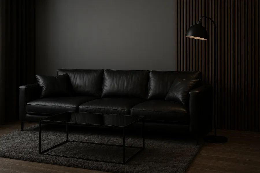 desain ruang keluarga minimalis elegan Monokrom Modern