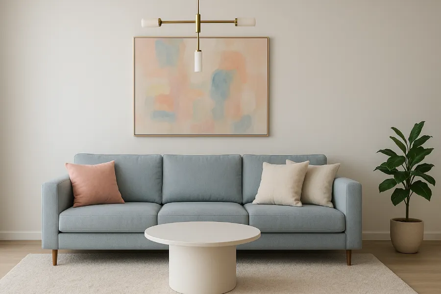 desain ruang keluarga minimalis elegan Pastel Modern