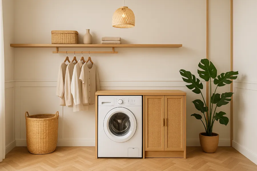 desain ruang laundry japandi Japandi Bambu